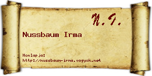 Nussbaum Irma névjegykártya